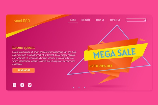 Vector landing page template for promorional digital marketing