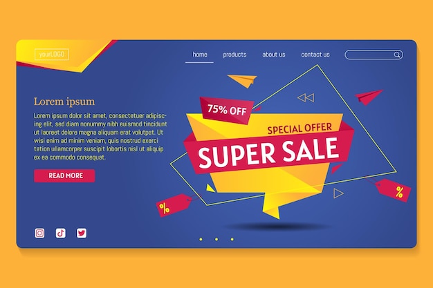 Vector landing page template for promorional digital marketing