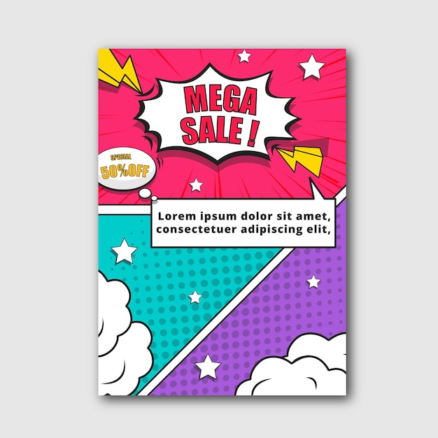 Landing page template for sales in comic style