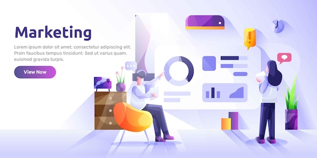 Landing page template of Social media marketing. Modern Illustration