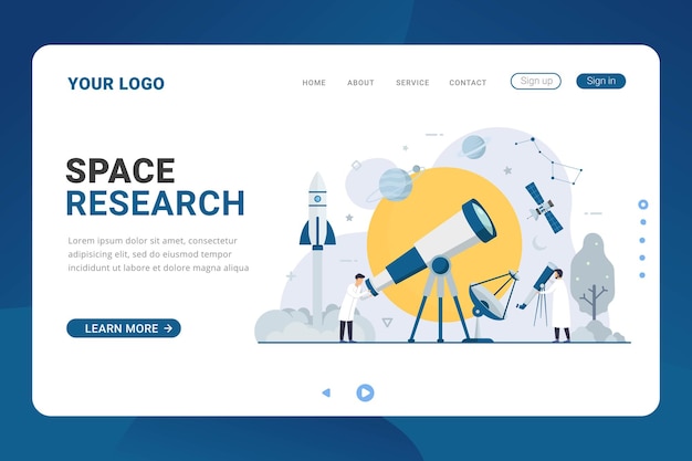 Landing page template for space research