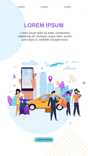 Vector landing page template. transfer services. urban tourist transportation.