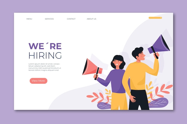 Vector landing page template we are hiring