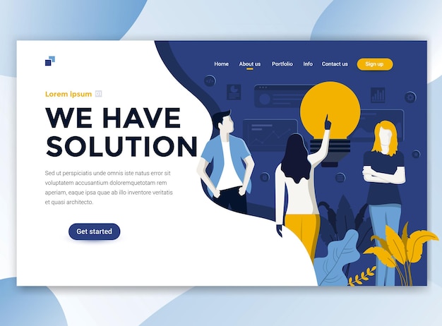 Vector landing page template of we have solution