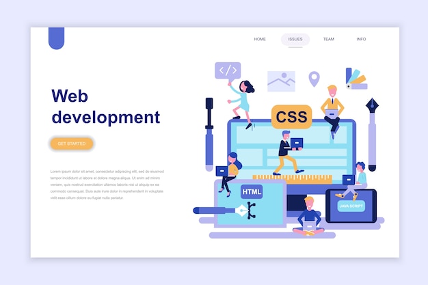 Landing page template of web development