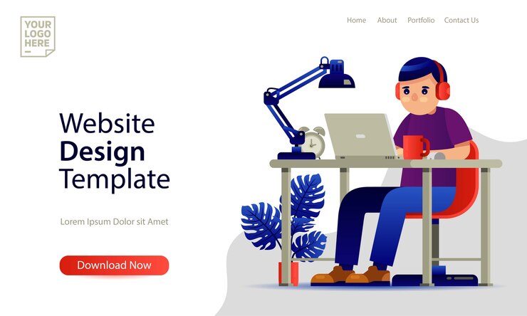 वेक्टर landing page template website design