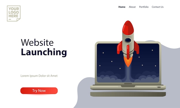 Vector landing page template website launching