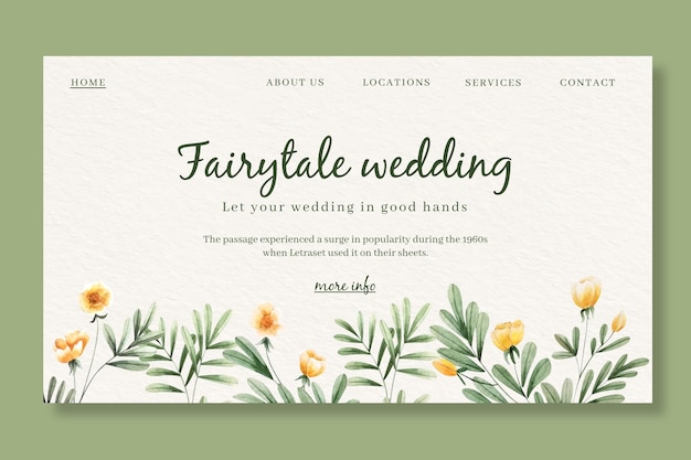 Landing page template for wedding with flowers