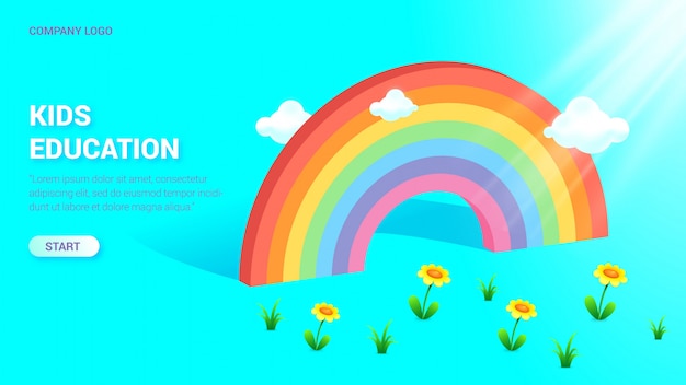 Landing page template with beautiful rainbow