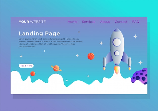 Vector landing page template with startup