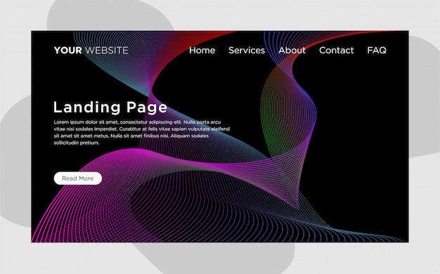 landing page template with wave line