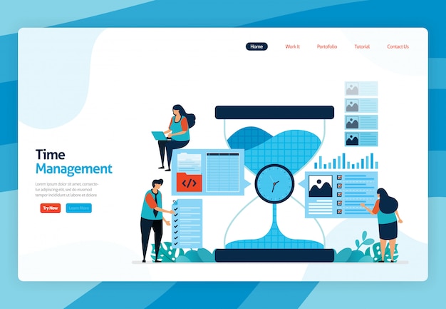 Landing page of time management and planning jobs project