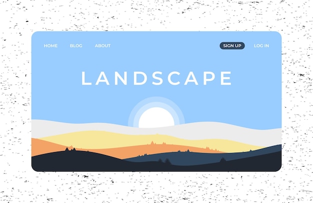 Vector landing page vector design with summer landscape for app and website templates