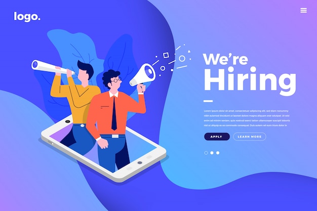 Vector landing page. we are hiring