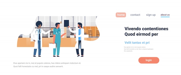 Landing page or web template about health, hospital theme