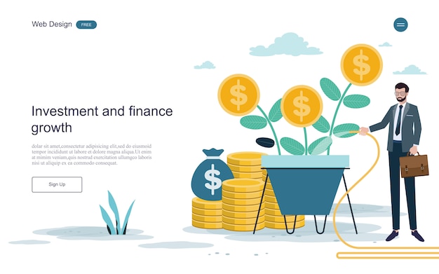 Landing page web template. concept for financial and investment.return on investment.