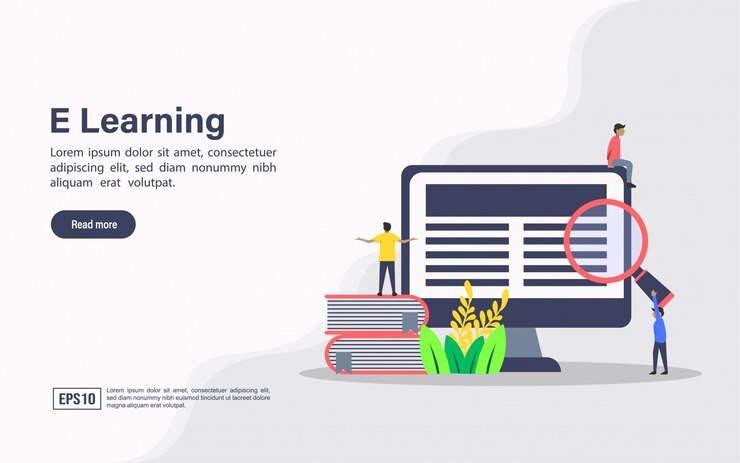 Vector landing page web template of e learning 
