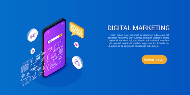 Pagina di destinazione o modello web per l'ottimizzazione seo o dei motori di ricerca e attività di marketing dei media digitali