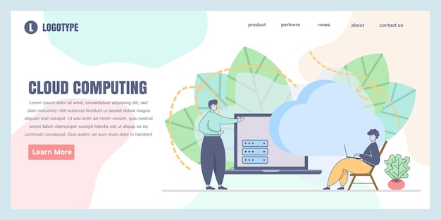 Landing page for the website of the cloud computing company design concept illustration