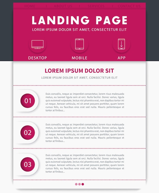 Landing page, website design template, flat style