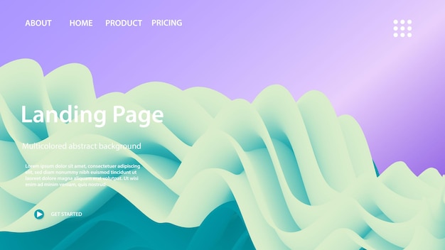 Landing page website layout abstract background. vibrant bright freeform gradient like liquid. abstract shapes, trendy colors