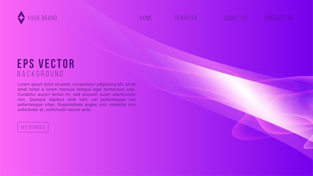 ランディング ページのウェブサイト テンプレート ベクトル。抽象的な紫色のグラデーション ベクトル図の概念