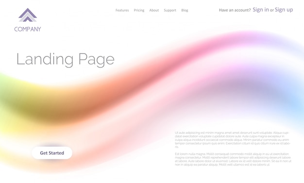 Landing page website template with abstract flow design