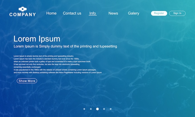 抽象的な水の形のリンク先ページのウェブサイトのテンプレート