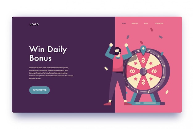 Вектор landing page win ежедневный бонус