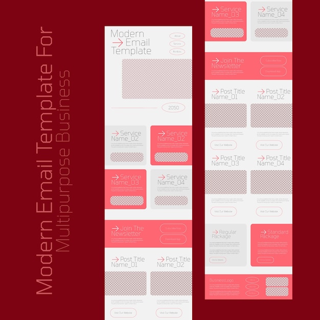 Landing page wireframe design per le aziende modello di layout del sito web di una pagina