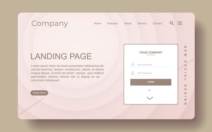 Vector landing page with abstract background