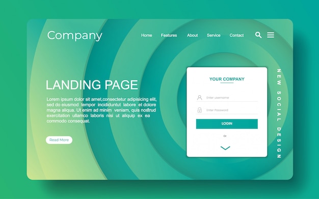 Landing page with abstract background