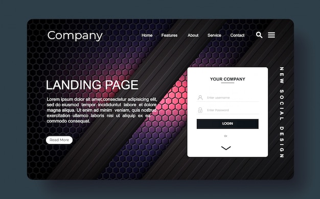 Landing page with abstract background