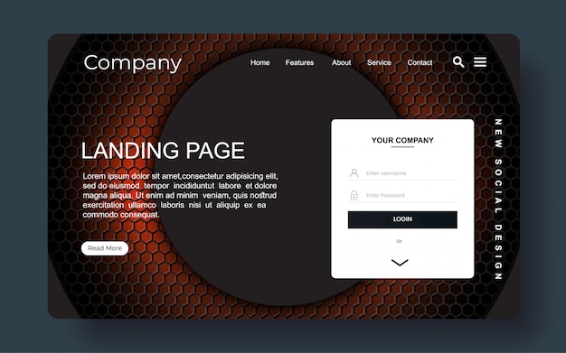 landing page with abstract background