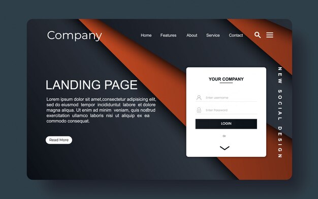 landing page with abstract background