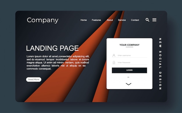 landing page with abstract background