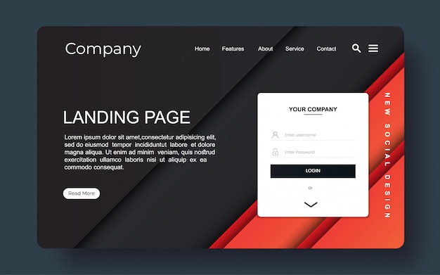 Landing page with abstract background