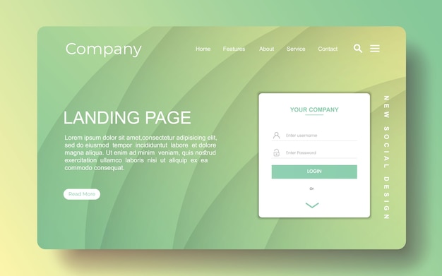 Vector landing page with abstract background