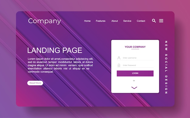 Landing page with abstract design