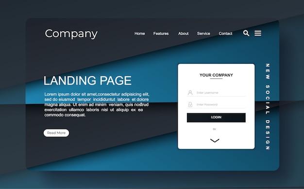 Landing page with abstract design