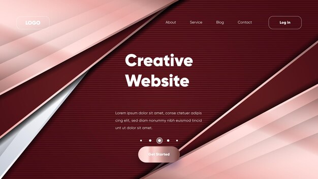 Landing page with abstract red luxury background with golden line  paper cut style 3d