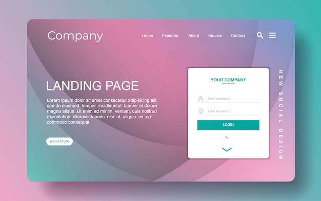 Vector landing page with abstract