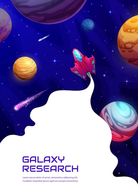 Landing page with cartoon spaceship and planets