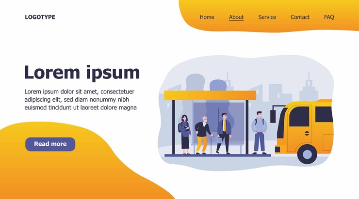 Vector landing page with cartoons illustration
