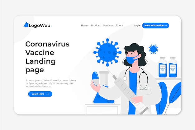 Landing page with coronavirus vaccine development