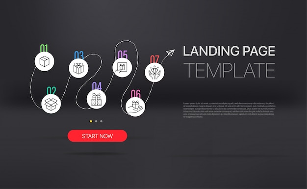 Landing page con modello infografico.