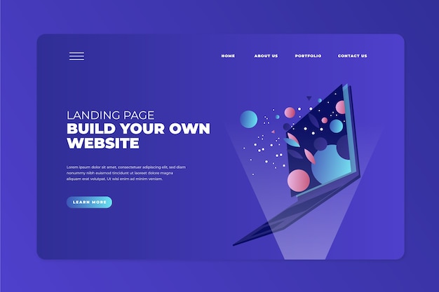 Landing page with laptop