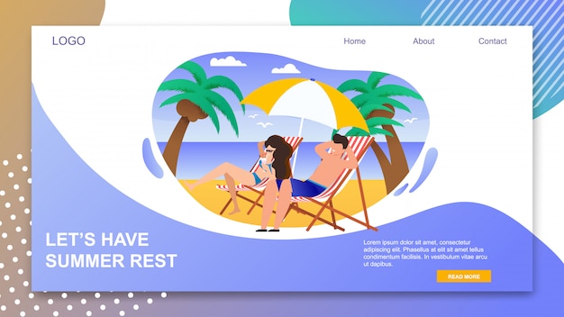 landing page with lets have summer rest inviting.