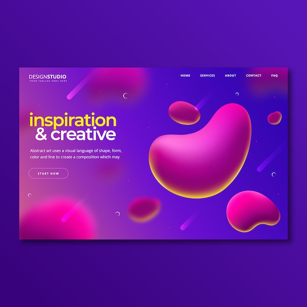 Landing page with liquid effect