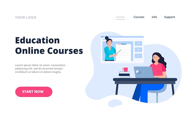 Landing page with online education concept